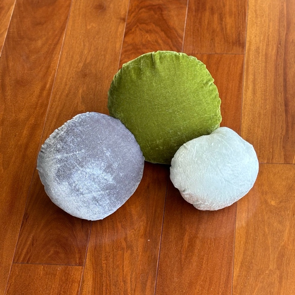 Cute Velvet Pumpkin Decor Set - Green, Gray, White Fall Harvest Thanksgiving - Picture 12 of 12